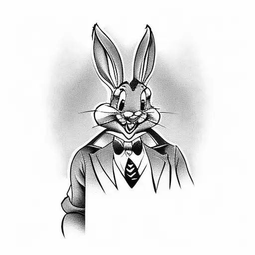 Bugs Bunny Gangster Tattoo Design