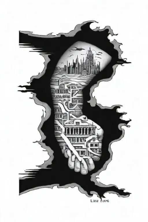 Forearm Tattoo Showing Each Major Scene Of The Book Of Luke From The Bible