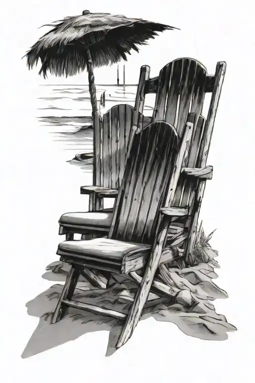 Two Andronik Chairs Next To Each Other On The Beach Facing Sunset