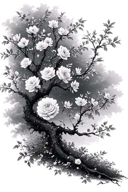 Chery Blossom Tree Combined With Rose Bush Morphing