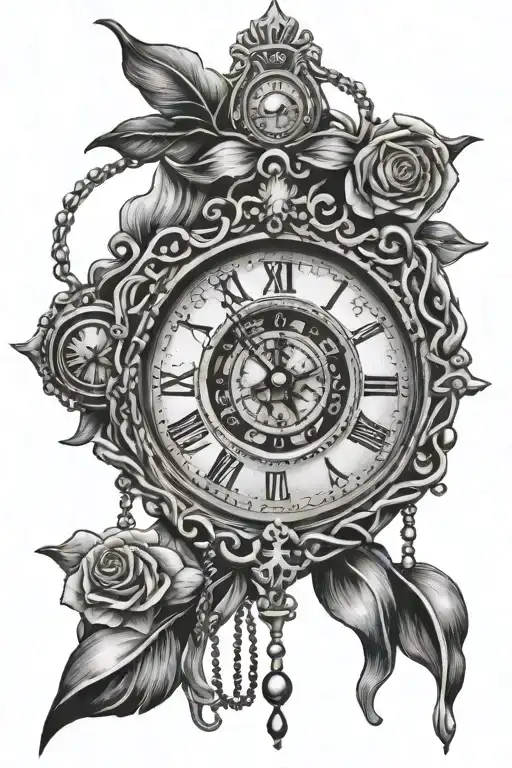 Clock Eye Melting With Rosary Intertwined