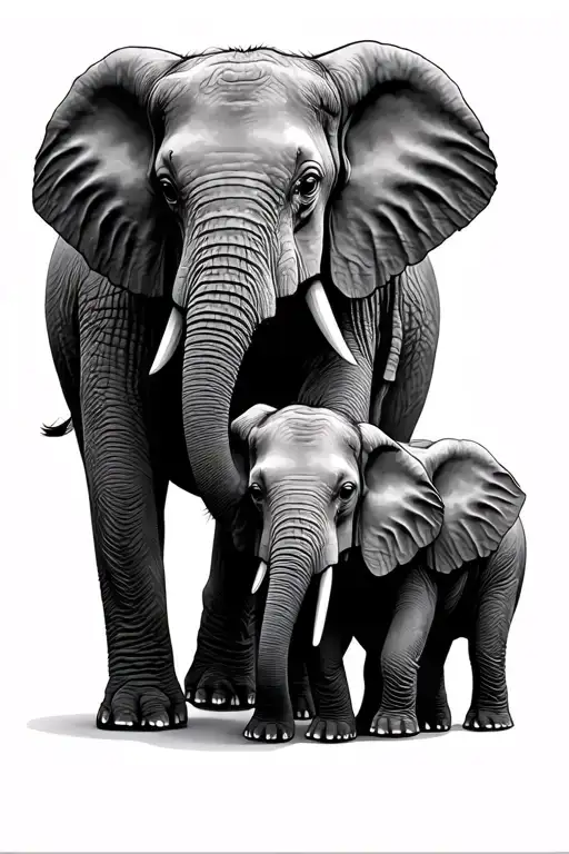 2 Parents And 2 Baby Elephants Walking Forward Together