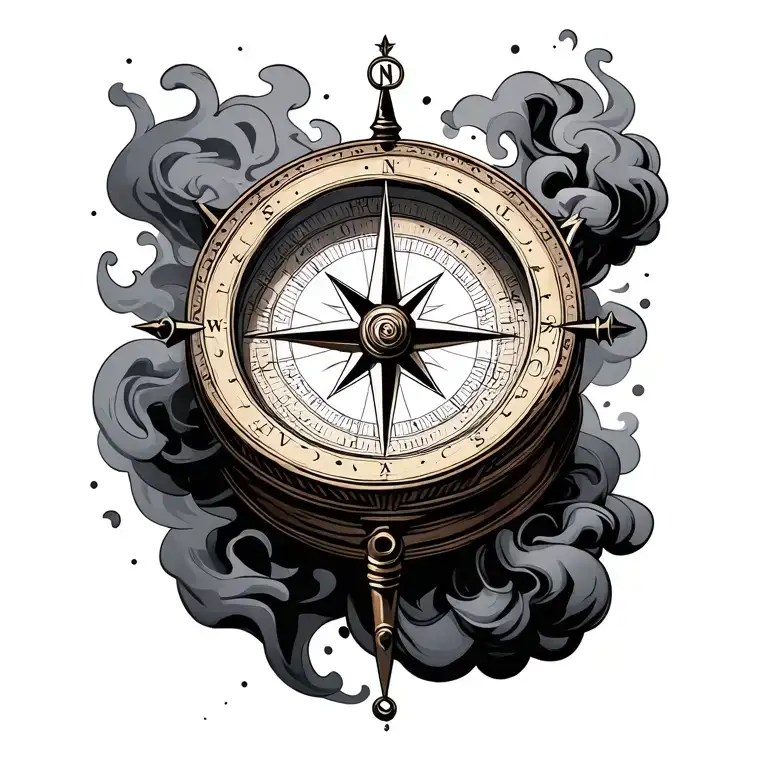 Metaphorical Compass With Smoke