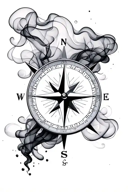 Minimalist Compass With Smoke