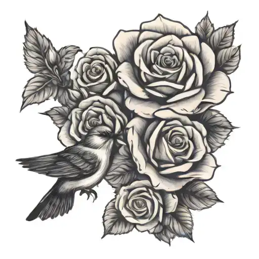 Roses With Bird