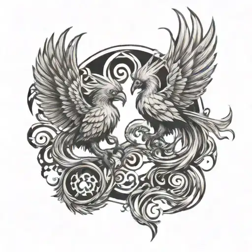 Two Baby Pheonix Pisces And Scorpio Zodiac Sign Made