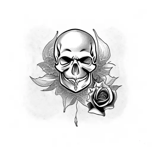 Skull And Roses Half Sleeve