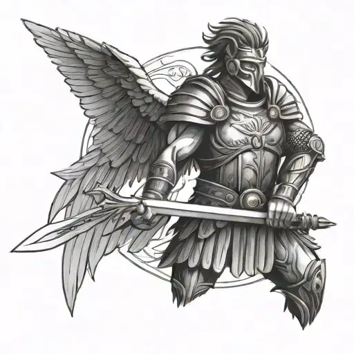 Roman Warrior With Sword And Phoenix