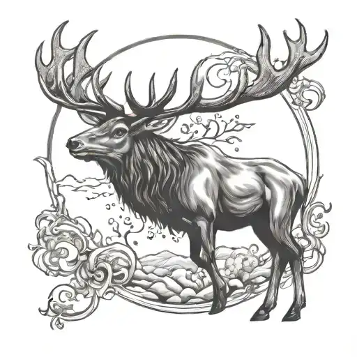 Stag And Moon Merging Together