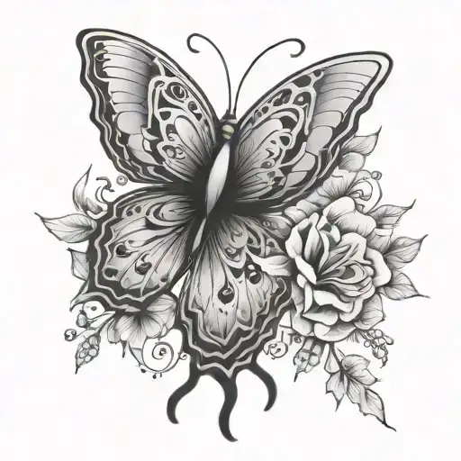 Butterfly One Wing Made Of Flowers