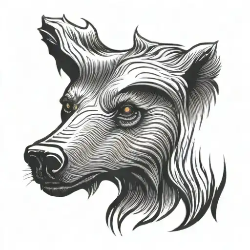 Grizzly Bear With Taurus Symbol For Eyes