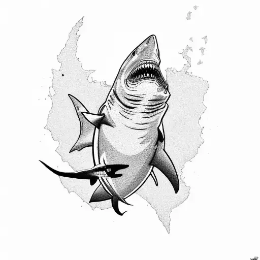 Shark Silhouette With Intricate Maori-inspired Details