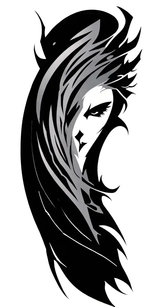 Cyber Tribal Tattoo Design Combining Elements