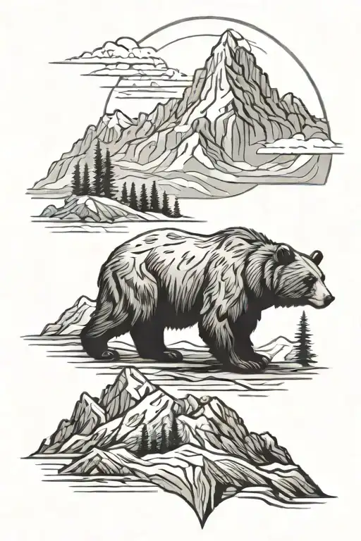Bear And Mountain Scene