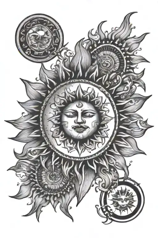 Moon And Sun With Madala Design For Corner