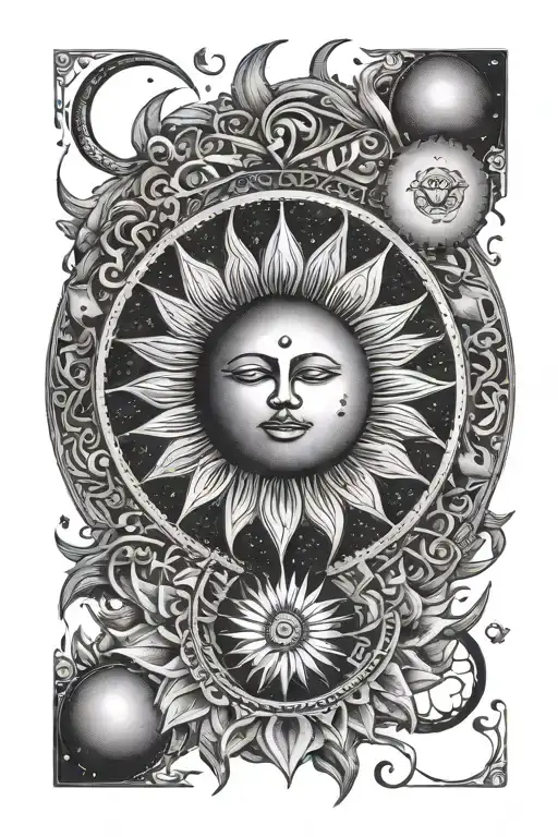 Moon And Sun With Madala Design For Corner Underneath