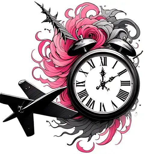 Wind Pink And Clock And Plane