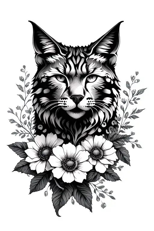 Lynx Word With Flowers On Hand