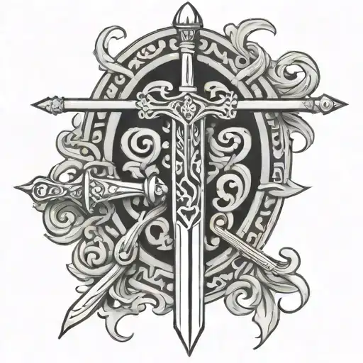 Greek Key And Sword Surrounded