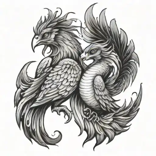 Two Baby Pheonix Morphing Into Pisces And Scorpio Zodiac Sign