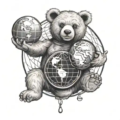 Teddy Bear Holding Earth Globe