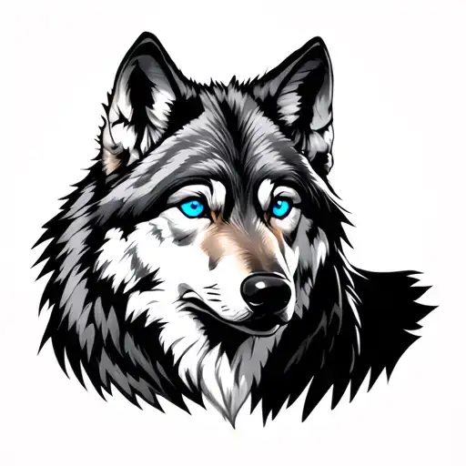 Wolf With Blue Eyes