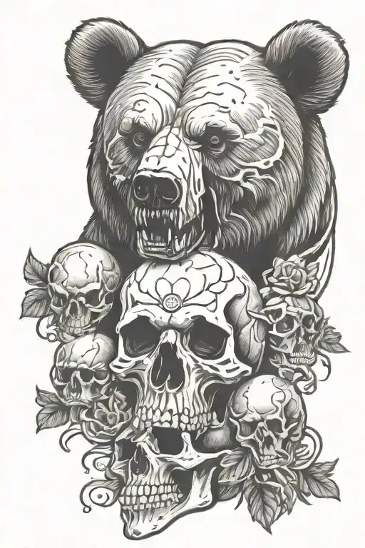 Bear And Human Skull