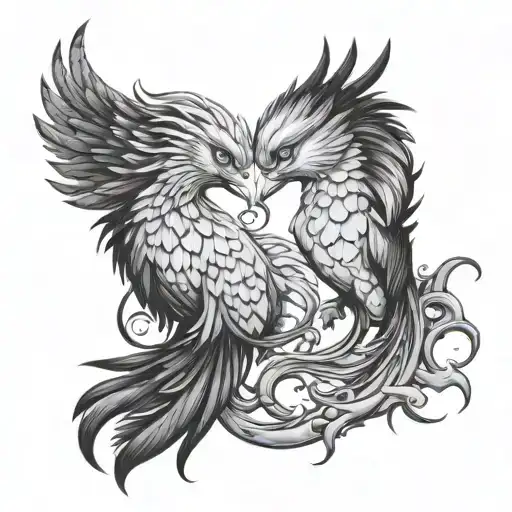 Two Baby Pheonix Morphing Into Pisces And Scorpio Zodiac Sign