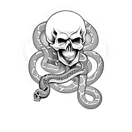 Skull With Snake And Harley Davidson Logo