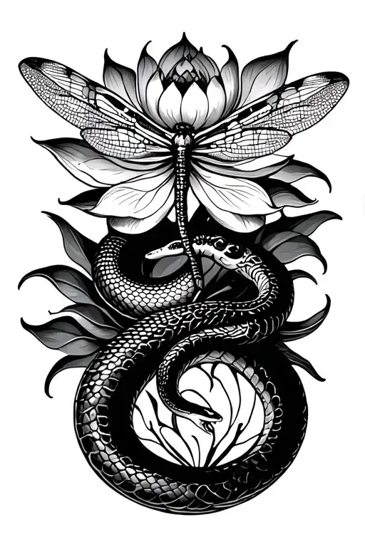 Snake Lotus Flower Dragonfly