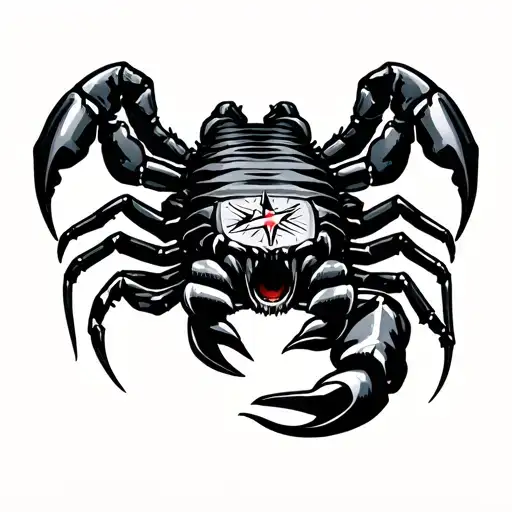 Scorpion With A Compass In Front Of Him