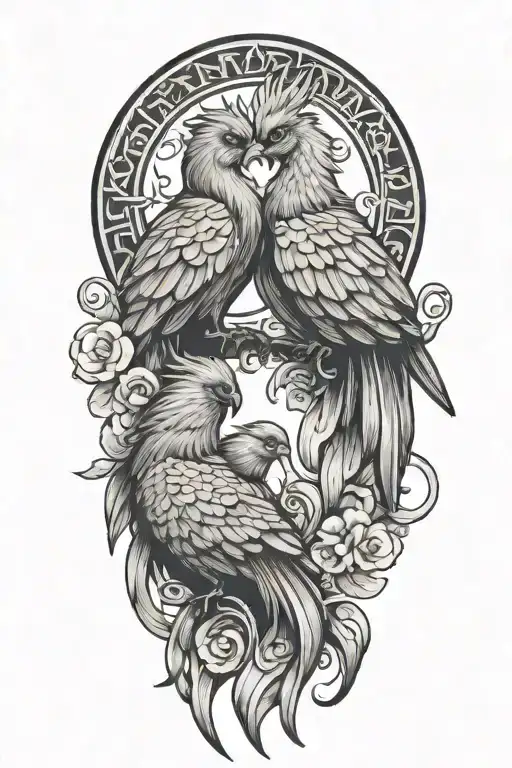 Two Baby Pheonix As Pisces And Scorpio Zodiac Sign