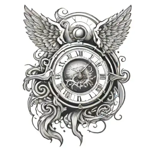 Eye Of Fallen Angel With Tear Clock And Lightning All Separate But Close