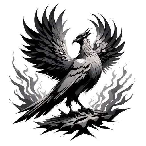 Geometric Phoenix Rising From The Ashes