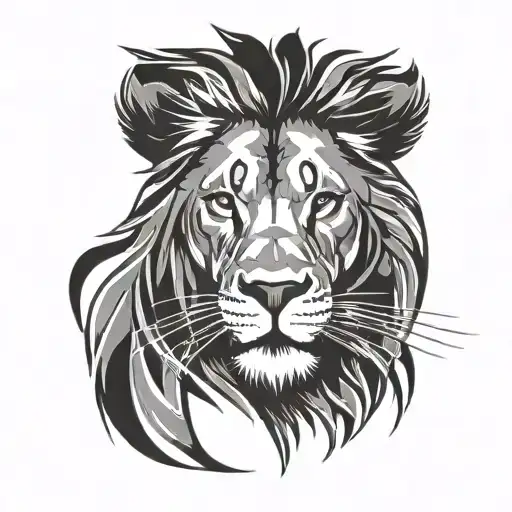 A Lion Symbolizing Strength And Independence In A Minimalist Design
