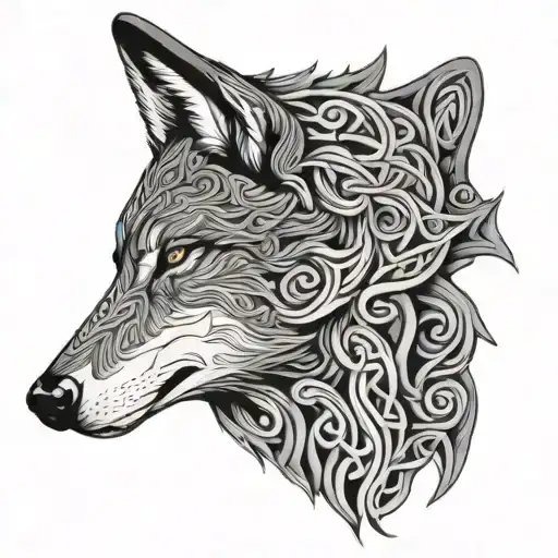 Wolf Head Profile Celtic