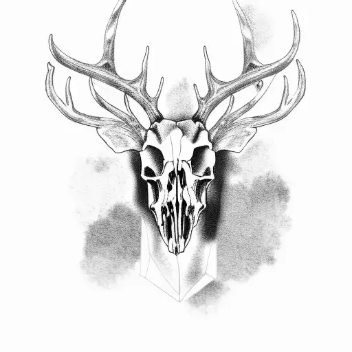 Deer Skull With Pine Tree