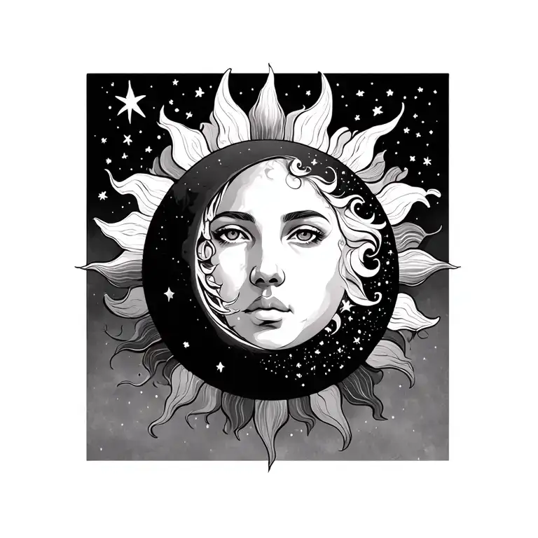 Sun Moon And Stars Surrounding