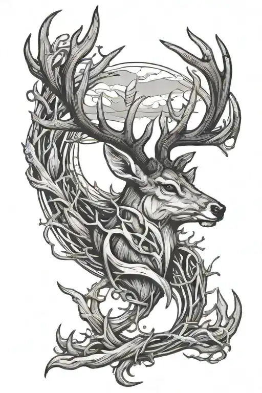 Beach And Deer Antlers Intertwined