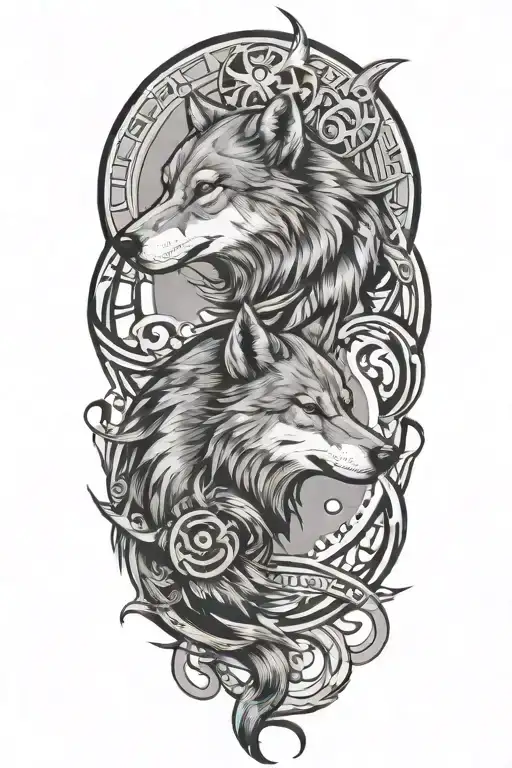 Two Wolves Forming Pisces And Scorpio Zodiac