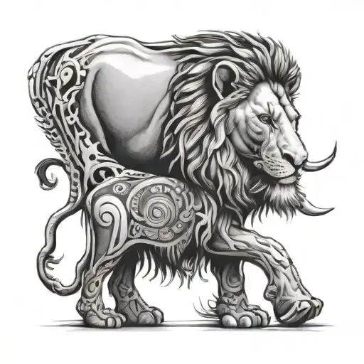 Lion Elephant Walking