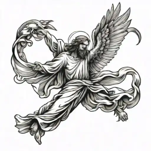 Jesus And Dove Flying