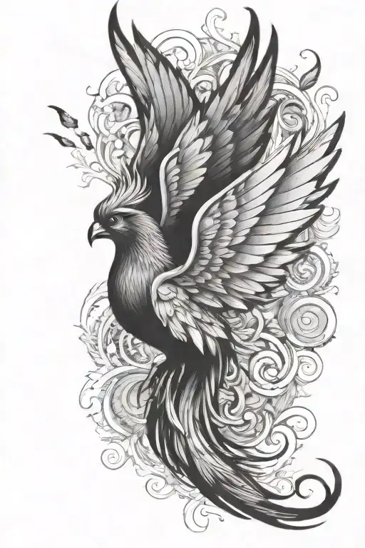 Phoenix With Butterfly Around It
