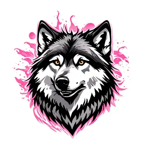 Coast Wolf Head With Pink