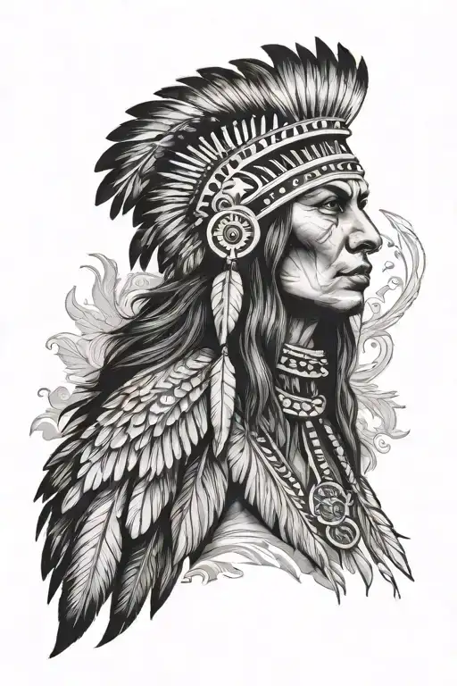 Eagle And Red Indian Girl