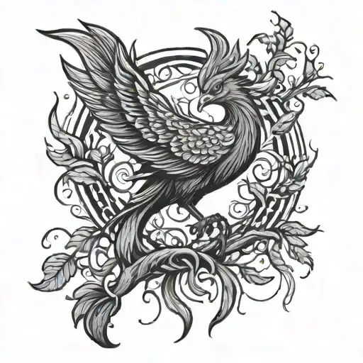 Phoenix Bird Inside A Tree Of Life