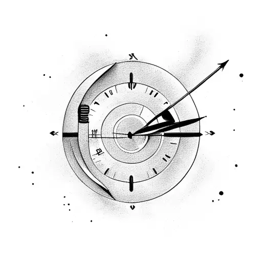 Sagittarius Shooting An Arrow Toward An Analog Clock