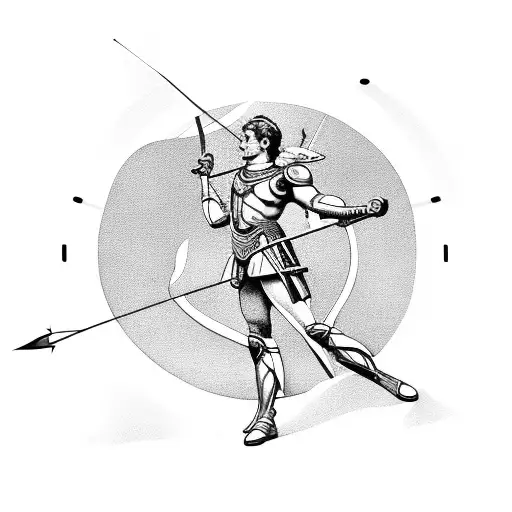 Sagittarius The Archer Shooting An Arrow Toward Clock