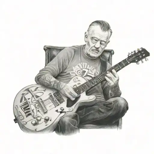 A Portrait Of Their Dad Playing A Guitar