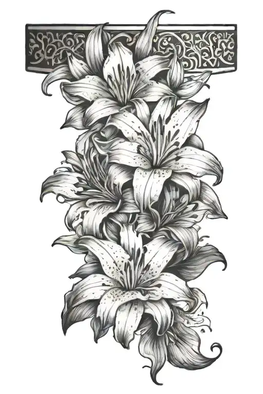 Wrist Band Tattoo Design Featuring Lily Flowers